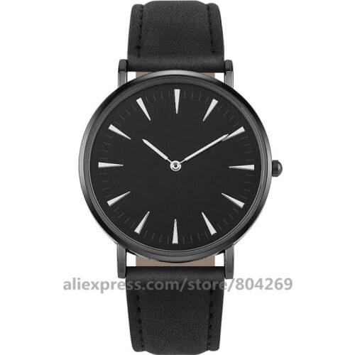 Hot Fashion Men Leather Casual Watches Round Analog Quartz Dress Wrist Watch Men Women Business No Logo Watches 8619