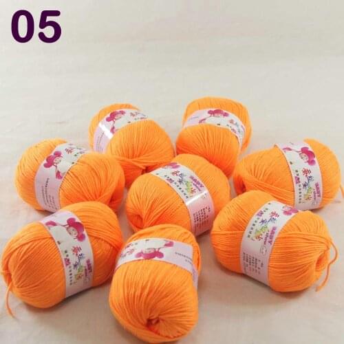 Color Optional 8 ballsX50g Cashmere Silk Velvet Children Hand Kintting Yarn Orange 18-05-8