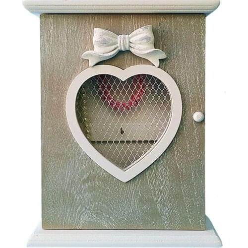 Wooden Wardrobe Key Storage Organizer Retro Vintage European Style Key Holder Box With Hanging Hooks Letter Keychain Home Decor