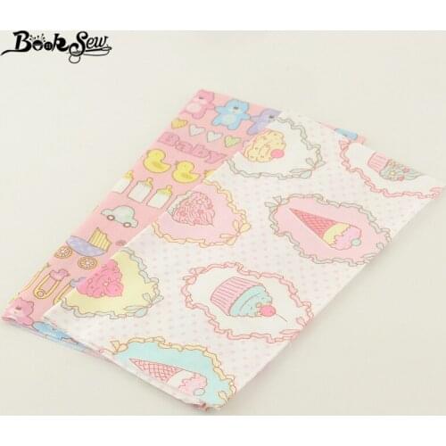 Home Textile Patchwork 2 Pcs/lot 50cmx100cm Bedding Quilting Booksew Fabric Lovely Cartoon Designs Twill Patchwork DIY Dress