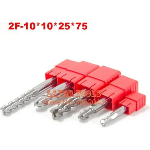 2 Flute 2F-10*10*25*75 CNC tool tungsten alloy milling cutter special flat aluminum alloy cutter aluminum alloy milling cutter