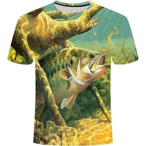 Summer The Latest Fish Outdoor T-shirt Male Female 3D Cool Printed Comfortable Short Sleeve Top 0collar Casual Fashion Tees