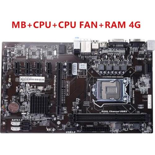 H81 BTC PRO CPU G1820 / G1840 CPU FAN DDR3 4G motherboard 6GPU 6PCI-E motherboard LGA 1150 H81 BTC TB85 mining motherboard