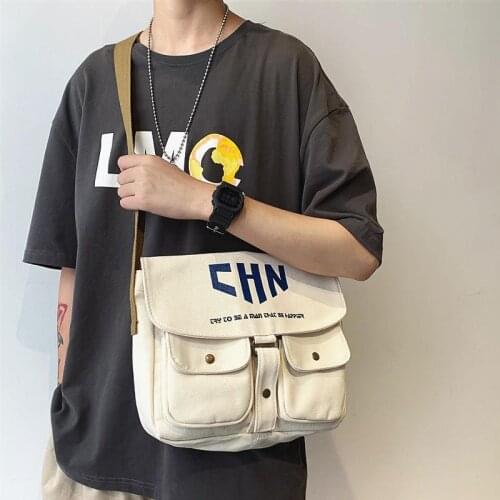 Canvas Messenger Crossbody Sling Shoulder Side Chest Bag Masculina Fashion Canvas Bag Large Capacity Bags For Men Motorcycle