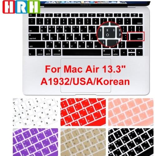 HRH Waterproof Silicone Laptop Korean Keyboard Cover Skin for MacBook Newest Air 13" 2018 Release A1932 with Retina Display