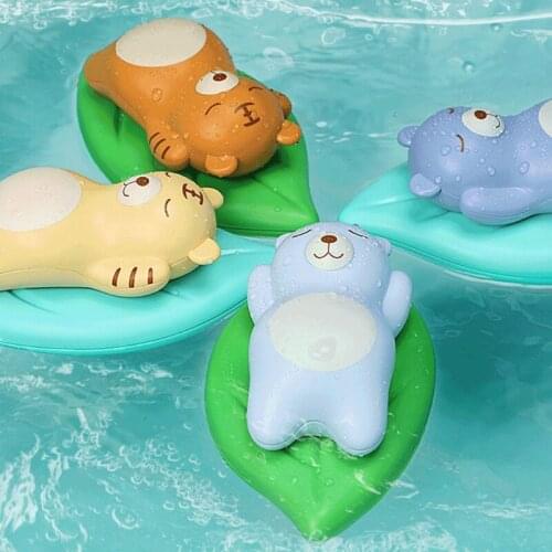 HX5D Mini Beautiful Wind Up Swimming Leaf Bear Bath Toy Beige / Dark Blue /Orange
