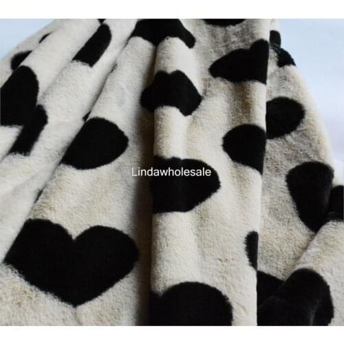 Heart printing imitation rabbit fur,Plush fabrics for clothing, home textiles and toys,faux fur fabric