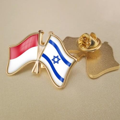 Indonesia and Israel Crossed Double Friendship Flags Lapel Pins Brooch Badges