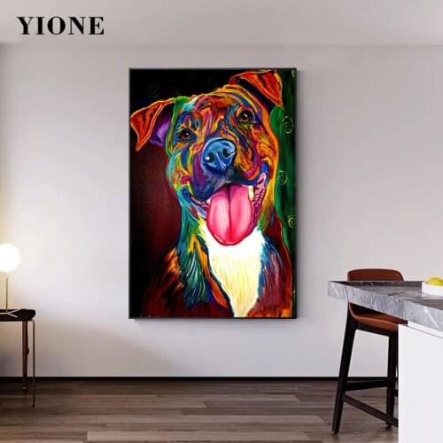 Colorful Golden Retriever Canvas Oil Painting Abstract Animal Pet Dog Prints Picture Wall Art Home Decor Poster for Living Room