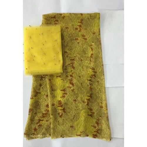 Latest african laces 2019 pure silk fabric tissu dentelle french lace fabric satin fabric gele headties materials 5+2yard/piece