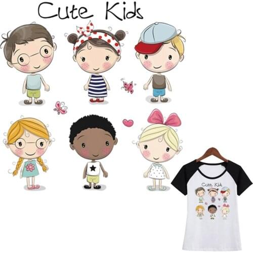 Cute Cartoon Kids Set Applique On Clothes A-Level Washable Thermal Transfer Garment Stripe Diy Iron On Patches T-Shirt Sticker
