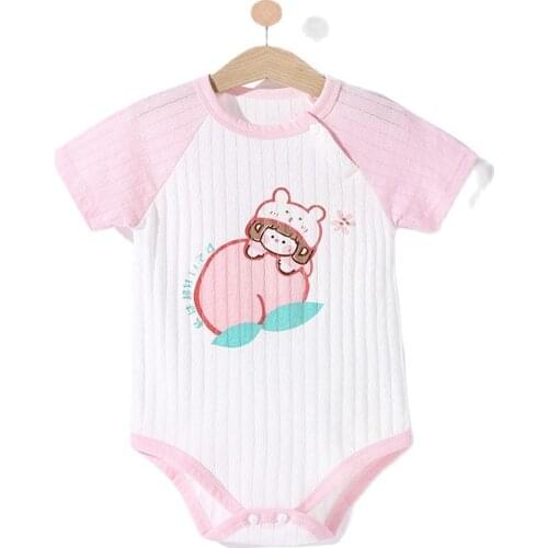 Cute Newborn Girl Outfit Baby Boy Rompers Organic Cotton Clothing Toddler Girls Summer Clothes 2021 Short Sleeves O-Neck Cartoon