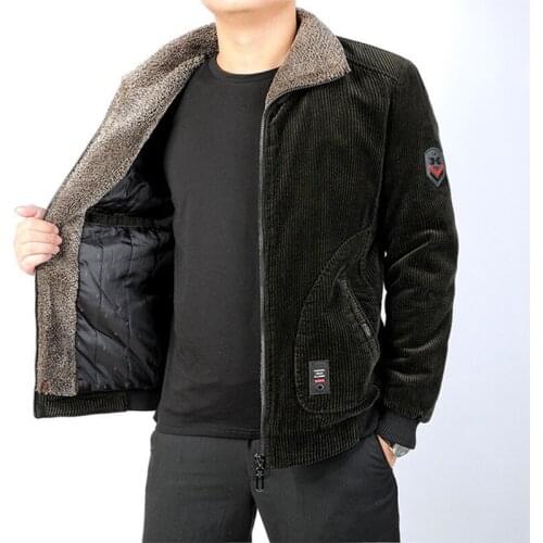 Men Outdoor Winter Corduroy Cotton Coat Thick Thermal Windproof Large Size Casual Jacket Climbing Hiking Fishing Tactical Jacket