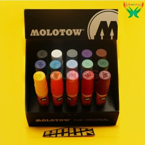 Molotow 627HS Acrylic marker 15 color suit 15mm flat head graffiti painting Illustration and picture book graffiti art supplies