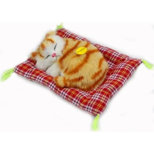 New Cute Image Lifelike Plush Simulation Cat Vocalize Sleeping Cat Cloth Cushion Cat Crafts Toy Car Decoration Ornaments Gift