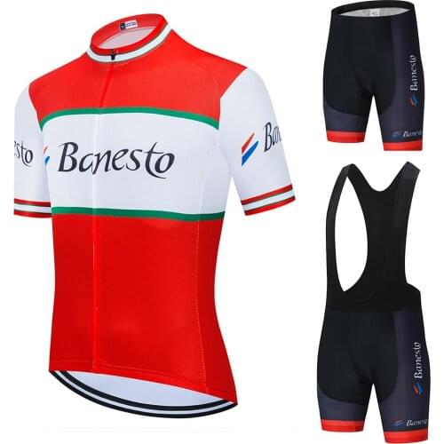 2020 Banesto New Summer Cycling Jersey Set Breathable Team Racing Sports Bicycle Jersey MenS Cycling Clothes Short Bike Jersey