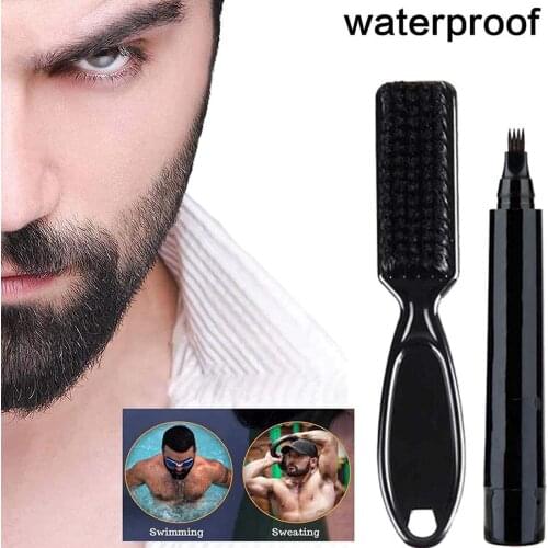 New Hot sale Beard Pen Beard Filler Pencil And Brush Beard Enhancer Waterproof Moustache Coloring Shaping Tools Hair Pencil
