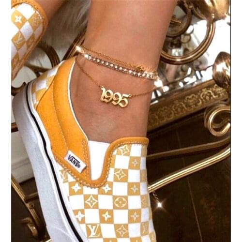 Exclusive Number Anklet Birthday Woman Date Golden stainless Steel Barefoot Sandals Charm fashion particular year