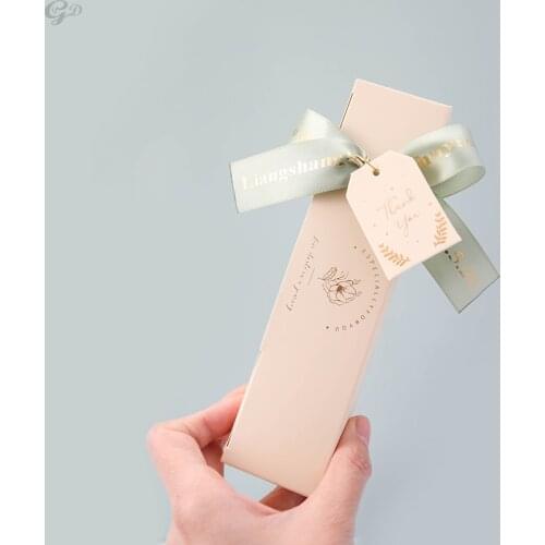 Wholesale 50Pcs Lipstick shaped Personalized Candy Box Wedding Gift birthdaty Party favors ribbon Customized logo packaging box