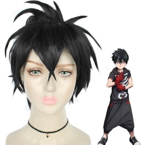Black Short Wig Anime Kemono Jihen Kabane Kusaka Cosplay Wigs Costume Heat Resistant Synthetic Hair Men Party Wigs