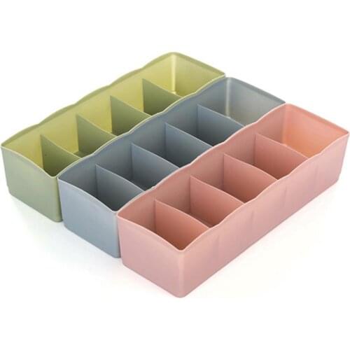 5 Cells Plastic Storage Box Tie Bra Socks Drawer Cosmetic Divider Tidy Organizer