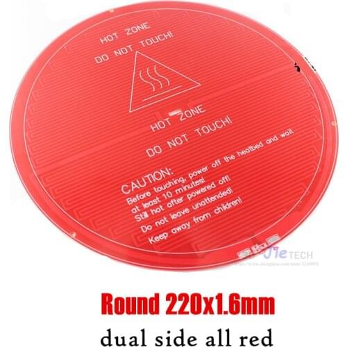 MK2Y Round 220mm Heated Bed, print diameter 200mm, PCB 12V ( dual side all red ) Upgraded version for Rostock Kossel 3D Printer