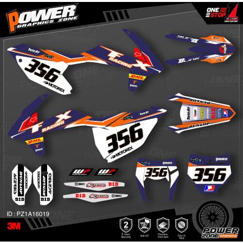 PowerZone Custom Team Graphics Backgrounds Decals 3M Stickers Kit For KTM SX SXF MX 16-18 EXC XCW Enduro 17-19 125 to 500cc 19