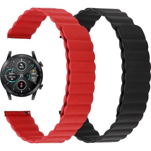 For HONOR Magic 2 42mm 46mm Watch Magnetic Buckle Wacthband for Honor GS Pro/ES Watch Leather Wrist Strap Band Belt 20mm 22mm