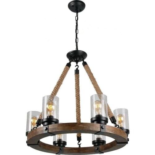 Retro Industrial Style Personality Nostalgic Bar Loft Coffee Restaurant Living Room Wooden Glass Pendant Lamps E27 AC110V 240V