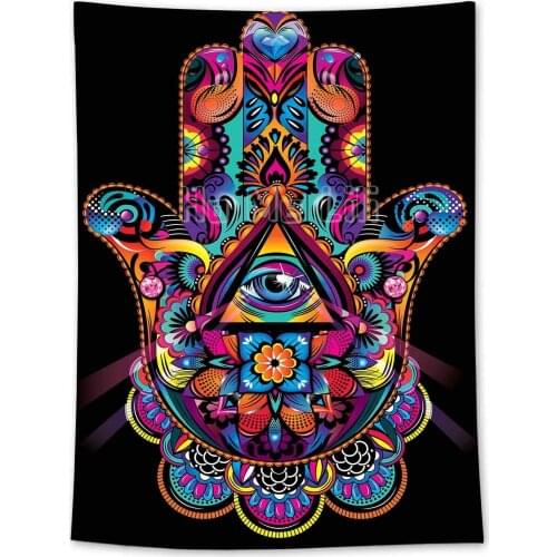 Vine Pattern On Black Background With Evil Eyes Tapestry Bedroom College Dormitory Room Psychedelic Decoration
