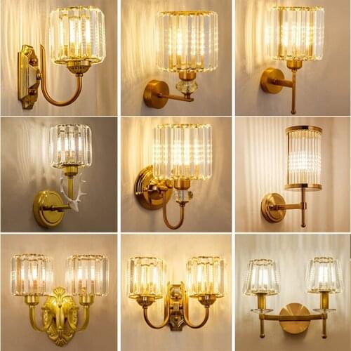 Light luxury crystal wall lamp Retro vintage bedside living room art decoration home lighting wall lamp LED wall lamp