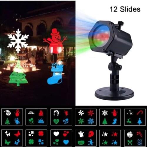 Halloween Christmas Snowflake Projector Lights 12 Slides LED Xmas Spotlight Waterproof Projection Lights For Indoor Or Outdoor