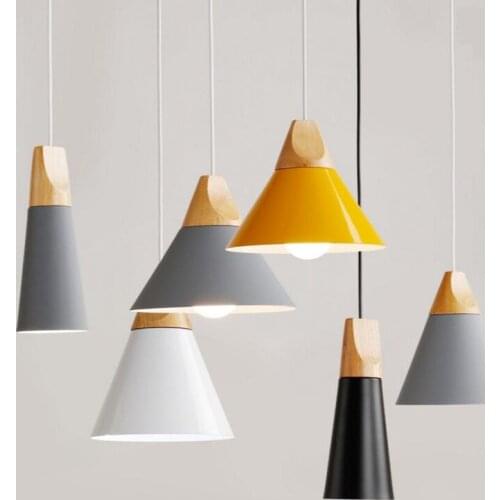 Nordic pendant light woden pendant lamp for home lighting modern hanging lamp aluminum lampshade led bulb kitchen light e27 ing