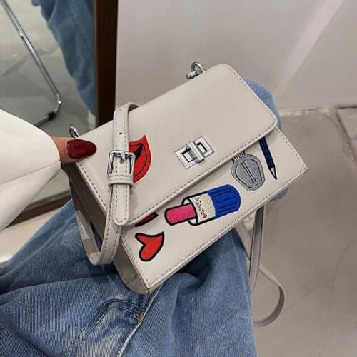 Luxury brand Square Crossbody Bag 2021 New High-quality PU Leather Womens Designer Handbag Embroidery Shoulder Messenger Bag