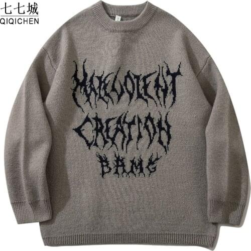 Harajuku Knitted Turtleneck Sweaters Men Women Oversize Argyle Hiphop Tops Cartoon Appliques Casual Fashion Streetwear Pullovers