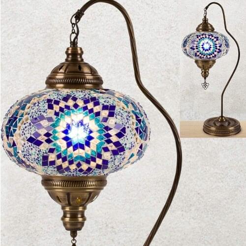 Turkish Moroccan Table Bedside Tiffany Nightstand Mosaic Stained Glass Lamp for Bedroom Living Room - Small Vintage Mosaic Decor