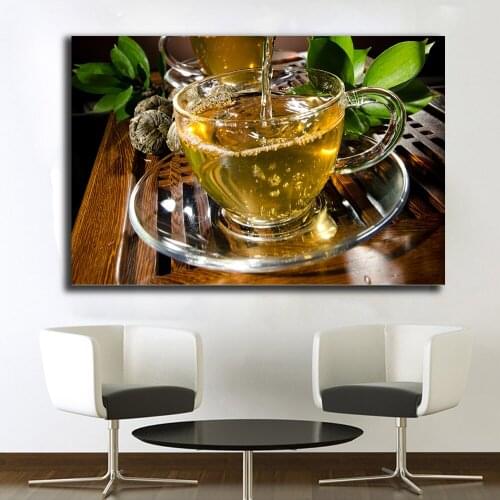 Embelish 1 Pieces Tea Cup Wall Art Posters For Kitchen Decor HD Print Canvas Oil Paintings For Living Room Home Decor Pictures