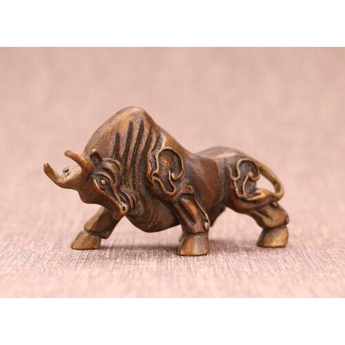 Vintage Copper Bull Statue Wall Street Bull Figure Props Sculpture Home Office Party Bar Desk Decoration Ornament Funny Toy Gift