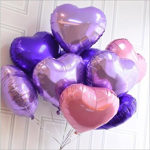 5PCS 18inch Heart Shaped Helium Air Ballon Helium Air Ballon for Wedding Birthday Party Decoration muliti-color Balloons supply