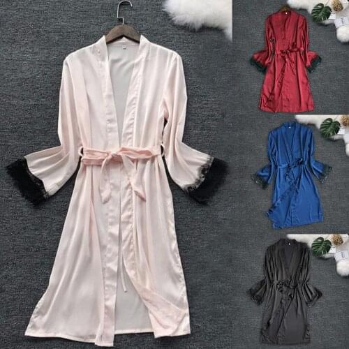 Women Sexy Pajamas Set Satin Silk Sleepwear Lenceria Sensual Mujer Nightdress Lingerie Robe Dress Peignoir Femme One-Piece 2021