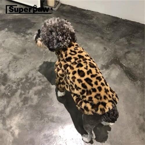 Leopard Print Winter Warm Pet Dog Clothes for Small Dogs French Bulldog Thick Jacket Yorkie Outfit Chihuahua Coat Costume BOC09