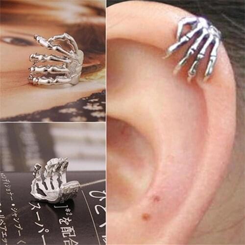 1Pc Unisex Punk Simple Design Silver Color Skeleton Finger Hand Ear Clip Ear Cuff популярные товары 2021 black friday deals