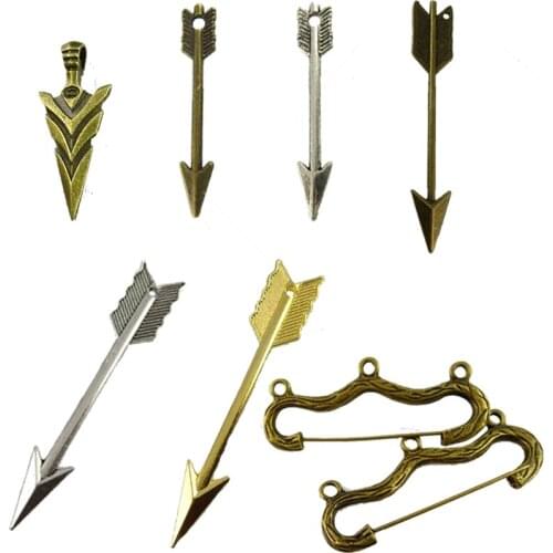 1pack Arrow Bow Charms Antique Silver Bronze Color Arrow Pendant Charms Arrow Charms For Jewelry Making Diy Craft