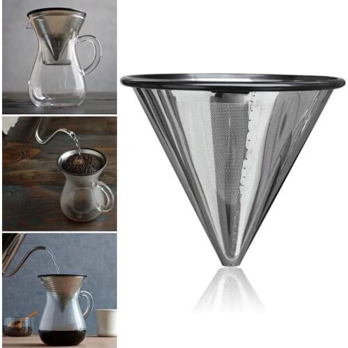 1 X Coffee Filter Stainless Steel Pour Over Coffee Filter Reusable Cone Dripper Coffee Maker In Stock High Quality 2021 New