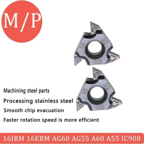 10Pcs High Quality Carbide Thread Inserts 16IRM 16ERM AG60 AG55 A60 A55 IC908 Internal and External Turning Tools CNC Lathe Tool