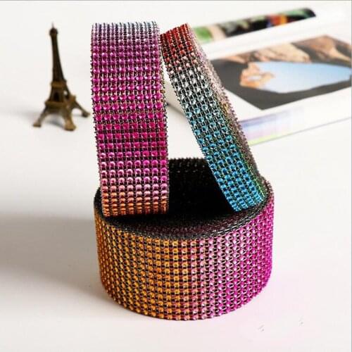 10 Yards Plastic Rhinestone Plated Net Drill Wrap Ribbon Wedding Supplies Party Home Decoration Handmade DIY Cloth Accessories