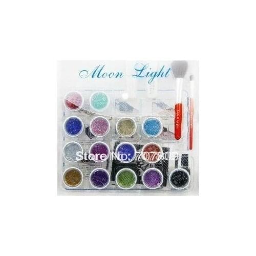 15 pcs - Glitter Tattoo Powder for Temporary Tattoo/ body painting Kit - Brushes / Glue / Stencils - free shipping