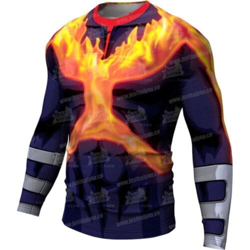 2021 Anime Lange Mouwen Fitness Gym Kleding Compressie Shirt 3D Sport Shirts Fietsen Stretch Sportkleding Mannen Camiseta