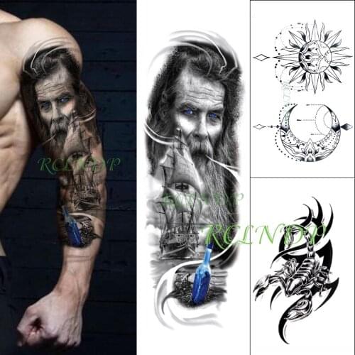 Waterproof Temporary Tattoo Sticker Sailboat Drifting Bottle Star Moon Scorpion Large Fake Tatto Flash Tatoo for Men Women 3 Pcs
