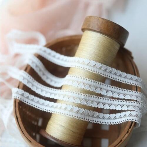 5 Meters/lot Width 1.2cm Milk White High Quality Elastic Lace Ribbon Tape Heart-Shaped Stretch Lace DIY Underwear Apparel